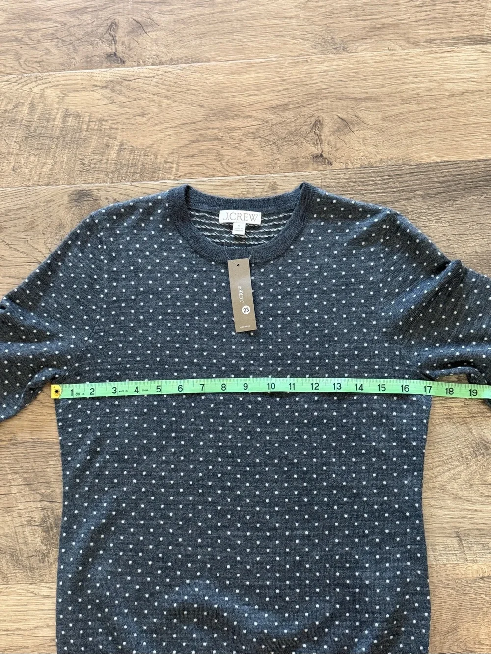 NWT J.Crew Carolyn Fitted Merino Wool Polka Dot Sweater Gray Medium $98